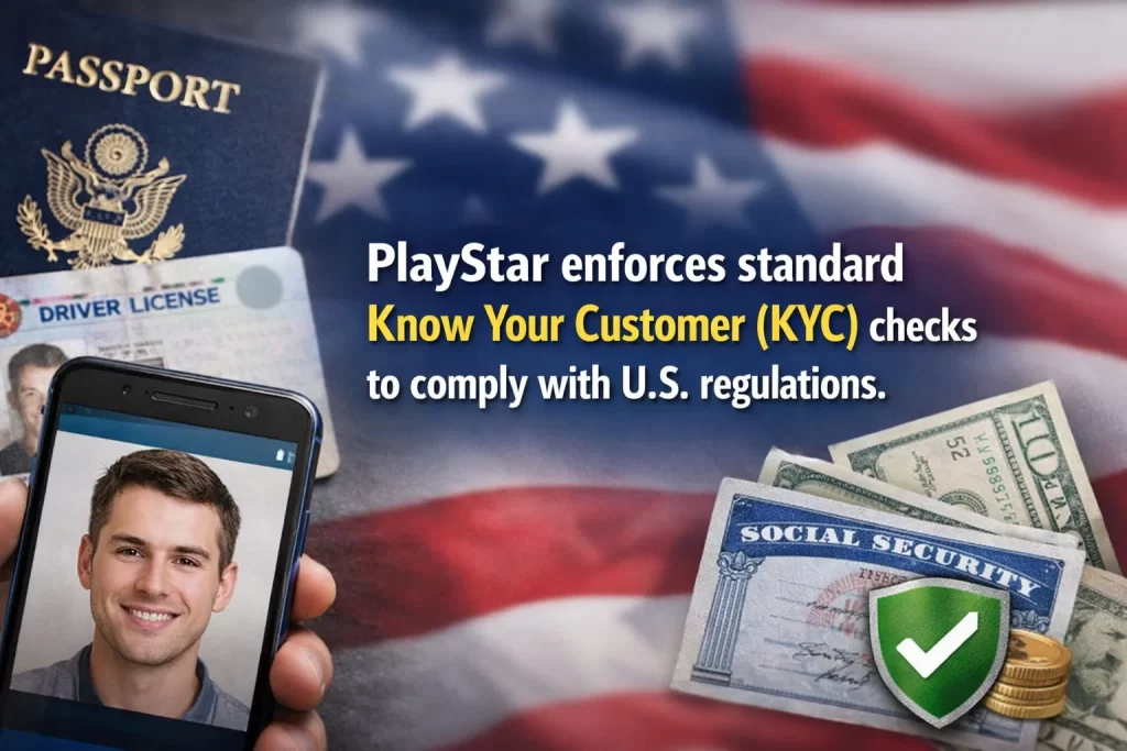 PlayStar enforces standard Know Your Customer (KYC) checks to comply with U.S. regulations.
